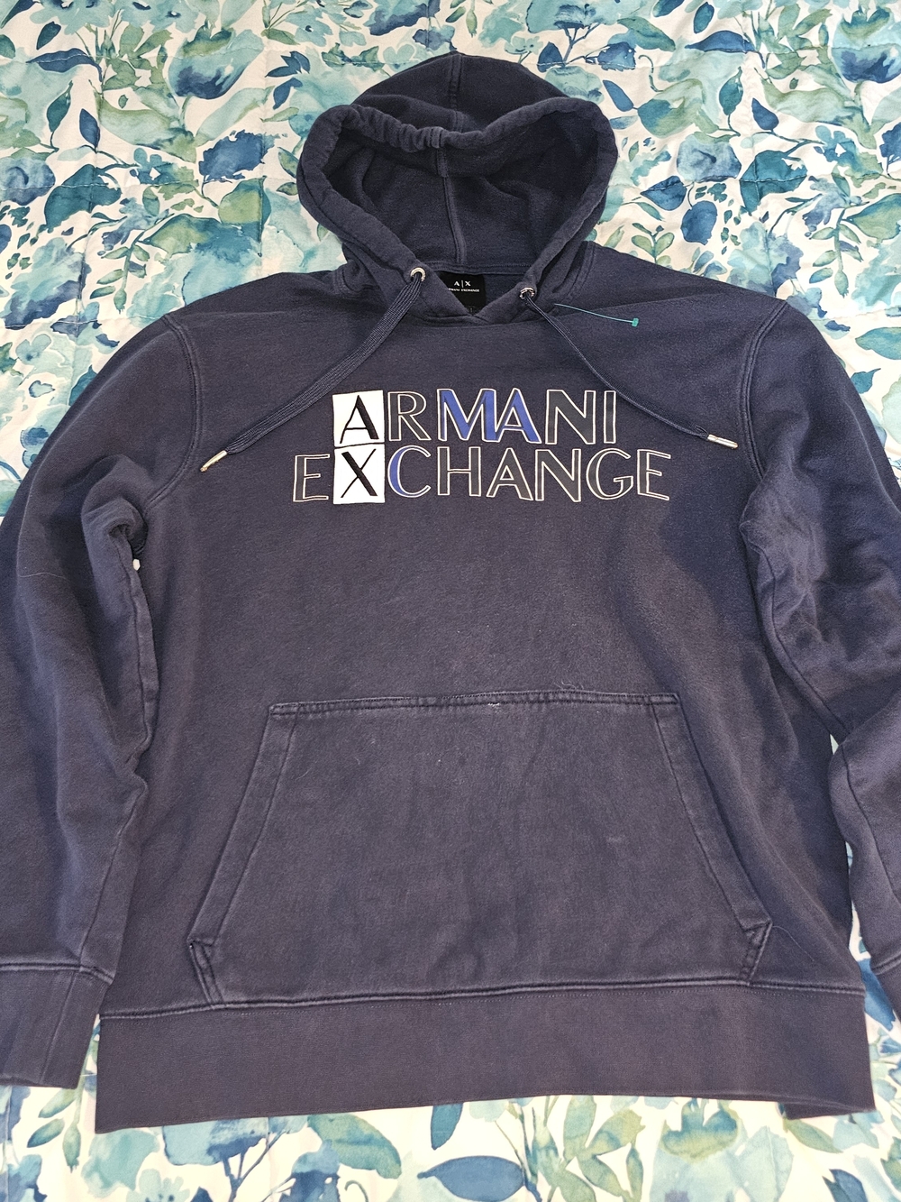 Armani Exchange Men's Navy Logo Hoodie